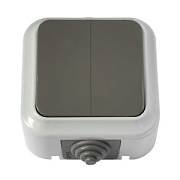 купить Выключатель 2-кл. IP54 ПРАЛЕСКА ОУ A5 6-224 серый АКВА IP44 - IP56