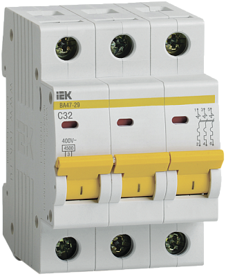 Авт. выкл.ВА47-29 3Р 32А 4,5кА х-ка С ИЭК купить IEK