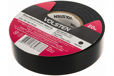 Изолента Volsten V02-7B-18х19-20 черная купить Комплектующие