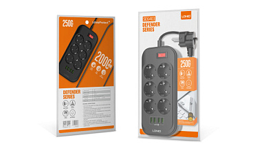 Сетевой фильтр LDNIO SE6403 4гн+USBx4(3.4A 17W) 2m 2500Вт черный купить Сетевые фильтры