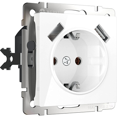 Розетка з/к со шторками и USB Werkel WL01-SKGS-USBx2 белый W1171501 купить Werkel