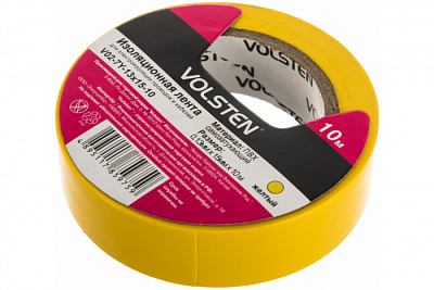 Изолента Volsten V02-7Y-13х15-10 желтая купить Комплектующие