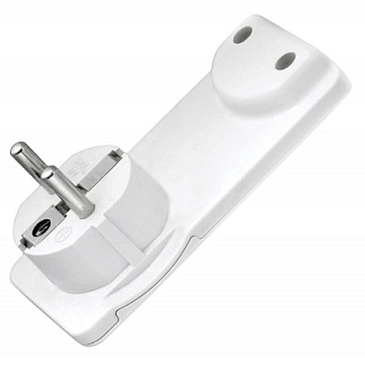 Вилка-невидимка Universal 5566874 плоская белая 16A 250V купить Вилки, Колодки