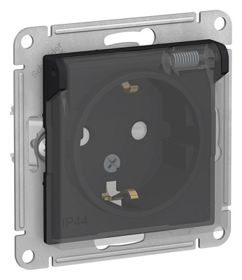 Розетка з/к, шторки, крышка AtlasDesign Aqua Карбон IP44 SE ATN441046 купить AtlasDesign