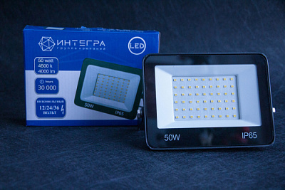 Светодиодный прожектор ИНТЕГРА 12/24/36V (DC) 50W 4500K купить Прожекторы