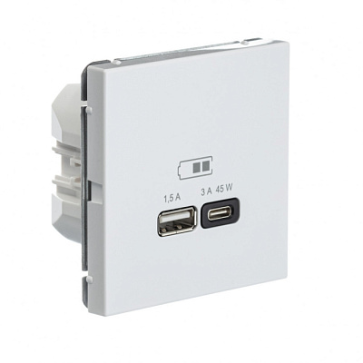 Розетка USB A+тип-C 45Вт  ArtGallery белая SE GAL000129 купить ArtGallery