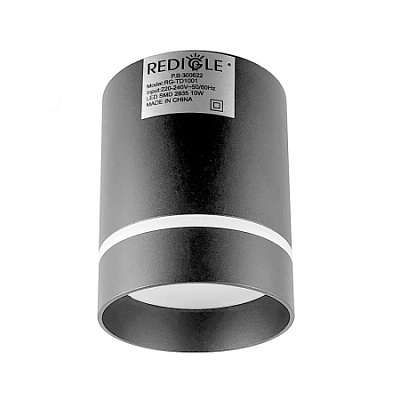 Точечный светильник Redigle RG-TD1001B 10W 4000K 650Lm IP20 чёрный купить Накладные