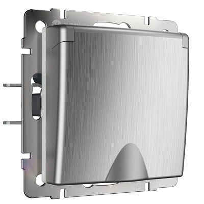 Розетка з/к с крышкой и шторками Werkel WL09-SKGSC-01-IP44 серебро рифленый W1171209 купить Werkel