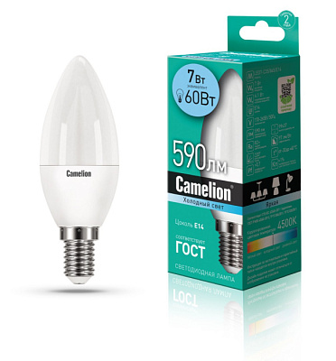 Лампа Camelion LED7-C35/845/E14 свеча  купить Светодиодные