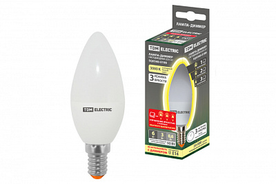Лампа-диммер светодиодная TDM C37 6W E14 3000K купить Светодиодные