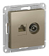 Розетка двойная RJ45+TV AtlasDesign Шампань SE ATN000589 купить AtlasDesign