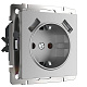 Розетка з/к со шторками и USB Werkel WL06-SKGS-USBx2 серебро W1171506  купить Werkel