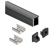 купить Профиль для с/д ленты Geniled накладной 8*9*1000 М7 с загл.и рассеив.12384b_1_ch черный  (1м) Профиль