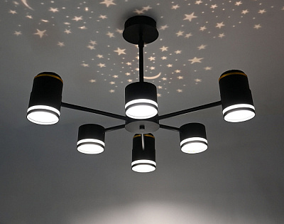 Люстра ламповая Linvel MS1194/6 Норман Чёрный+led 5W 3000К+6xGX53 max.11W *6 купить Ламповые люстры