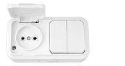купить Блок 2-кл. выкл. + розетка IP54 ПРАЛЕСКА ОУ 2В-РЦ-655 белый IP44 - IP56