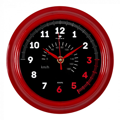 Часы настенные 21Век 2121-150 круг D=21см красный корпус Спидометр (Часовой завод Рубин) купить Часы